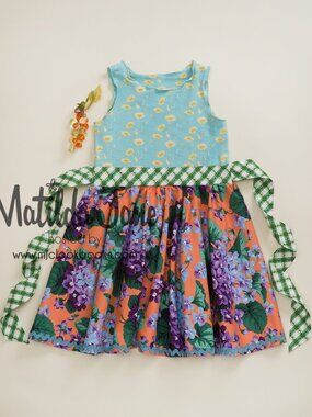 Girls Matilda Jane Platinum Broadview Roundabout Tank Dress Green Floral size 10